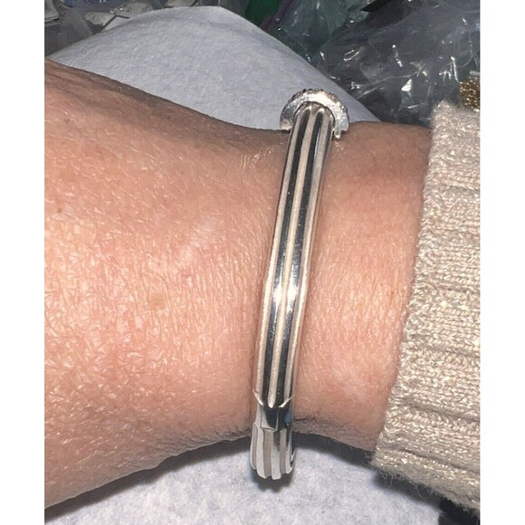 Slane & Slane Sterling Silver Diamond In 10k Gold Clasp Hinged Bracelet 43 G - Picture 5 of 16